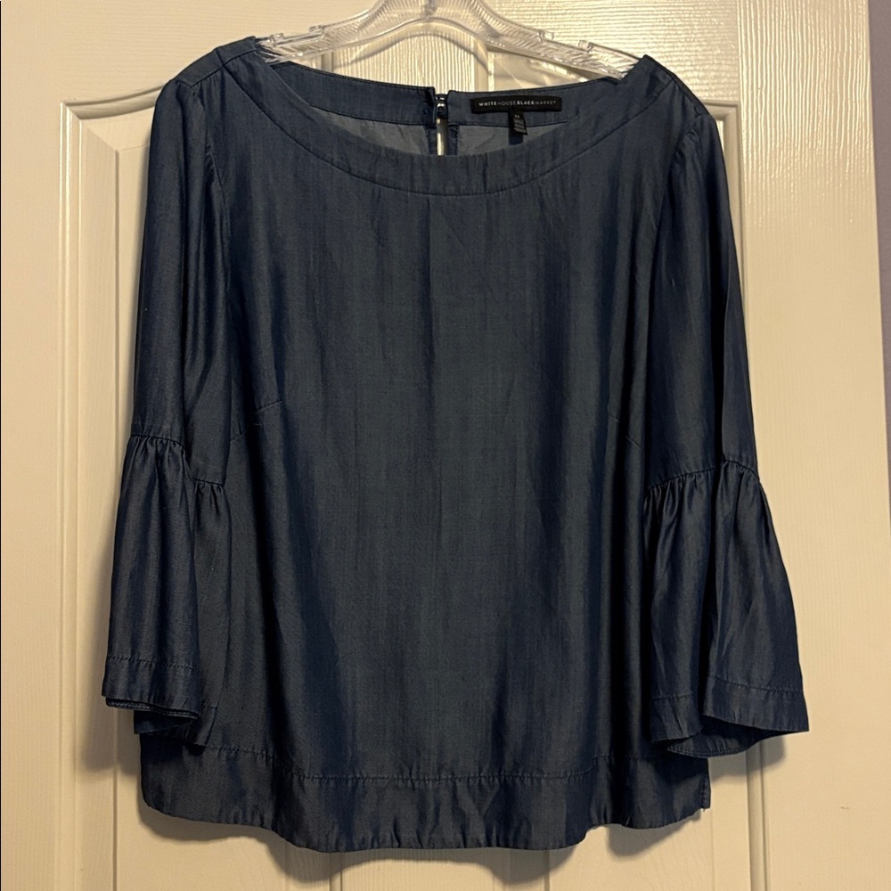 White House Black Market Denim Blue/Gray Blouse